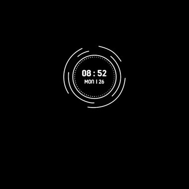 Clock style 002 with a minimal circular time display