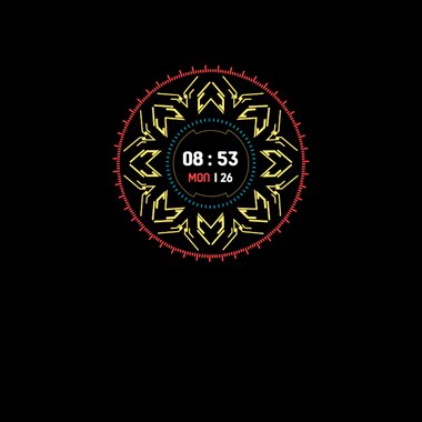 Clock style 003 with a colorful geometric radial dial